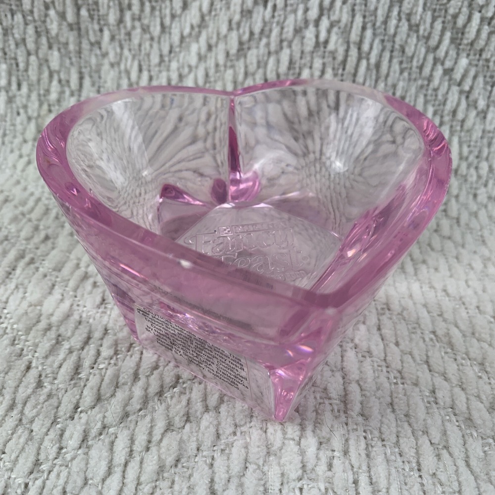 Purina Fancy Feast Heart Shaped‎ Pink Acrylic Plastic Kitty Cat Food Water Bowl